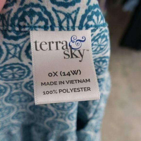 Terra & sky long sleeve button boho tunic size 14w blouse - Picture 3 of 7